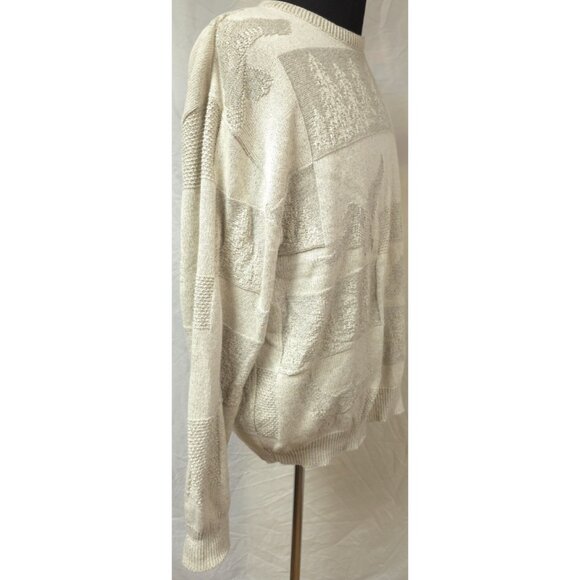 Vtg Croft & Barrow Sweater Mens XL Cream Ducks Tree Embossed Graphic USA Sweater - Picture 7 of 14